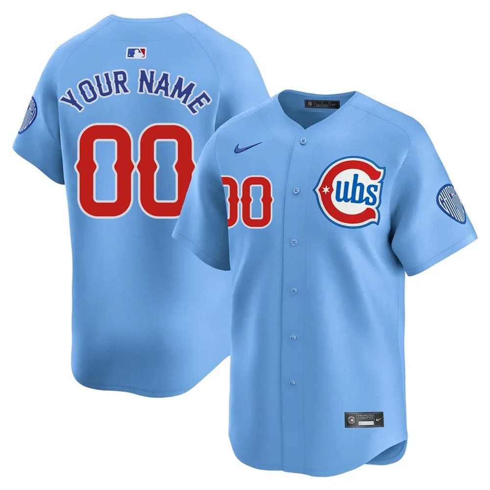 Youth Chicago Cubs Nike Light Blue 2nd Alternate Limited Custom Jersey