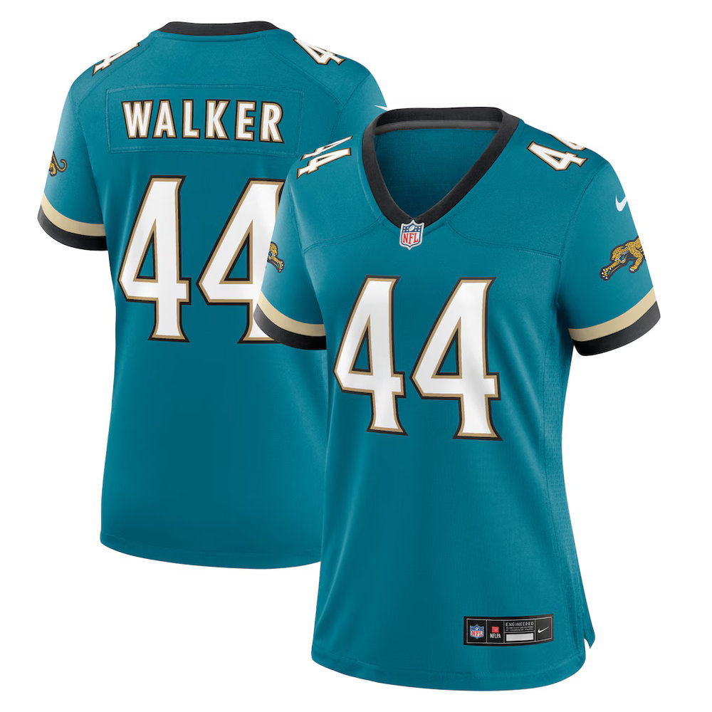 Women's Jacksonville Jaguars #44 Travon Walker Nike Teal Prowler Throwback Game Jersey