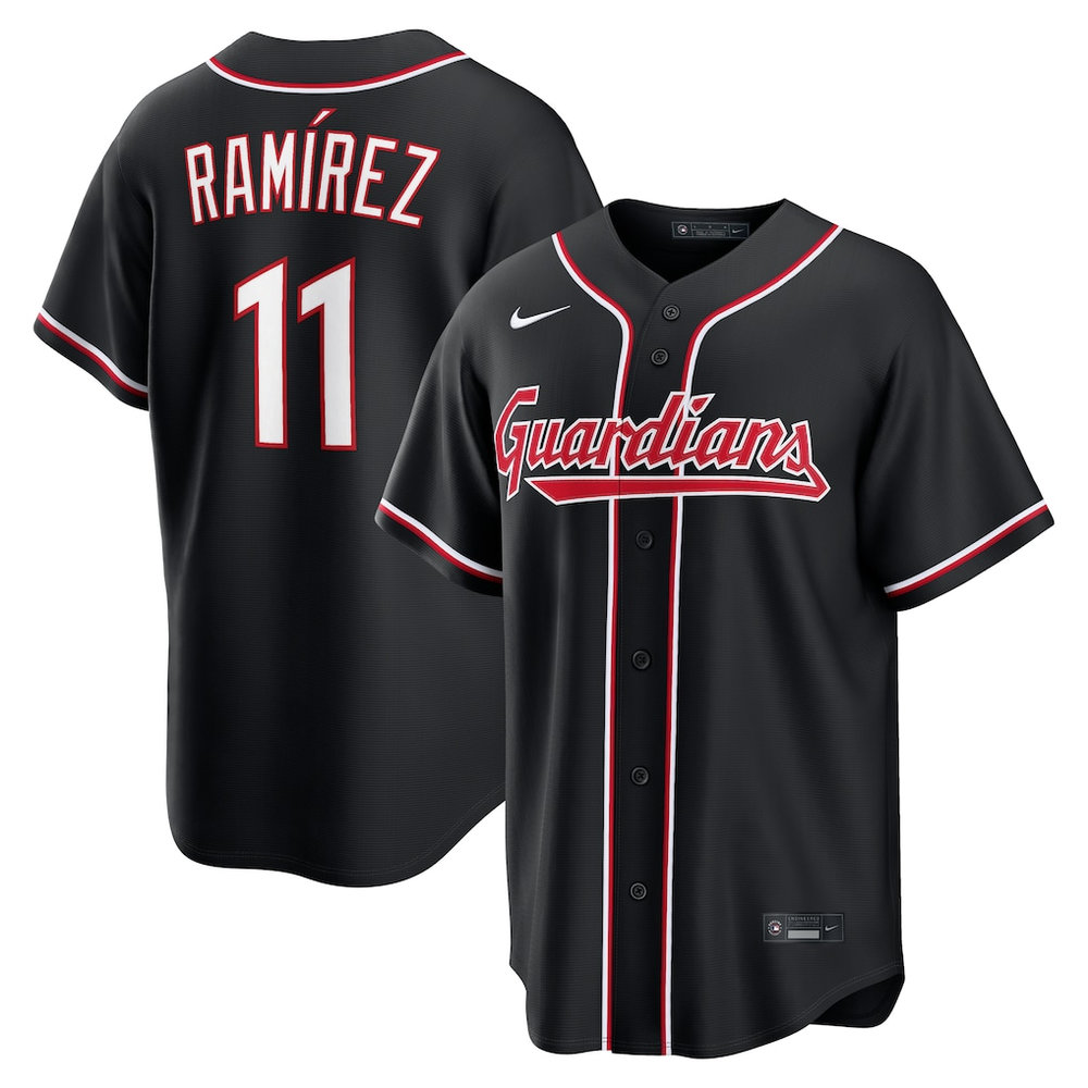 Men's Cleveland Guardians #11 Jose Ramirez Fashion Replica Black Out Jersey Men's Cleveland Guardians #11 Jose Ramirez Fashion Replica Black Out Jersey
