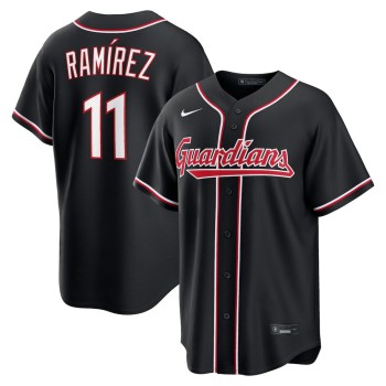 Youth Cleveland Guardians #11 Jose Ramirez Fashion Replica Black Out Jersey