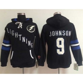 Tampa Bay Lightning #9 Tyler Johnson Black Women's Old Time Heidi NHL Hoodie