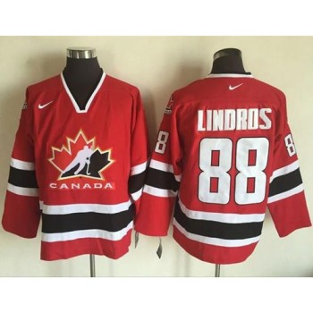 Team CA. #88 Eric Lindros Red/Black 2002 Olympic Throwback Stitched NHL Jersey
