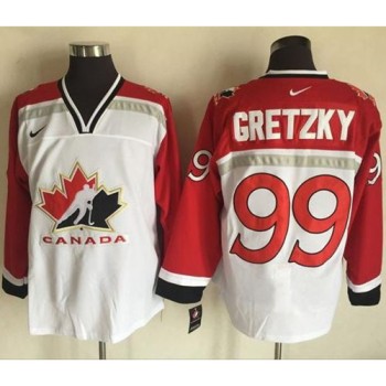Team CA. #99 Wayne Gretzky White/Red Throwback Stitched NHL Jersey