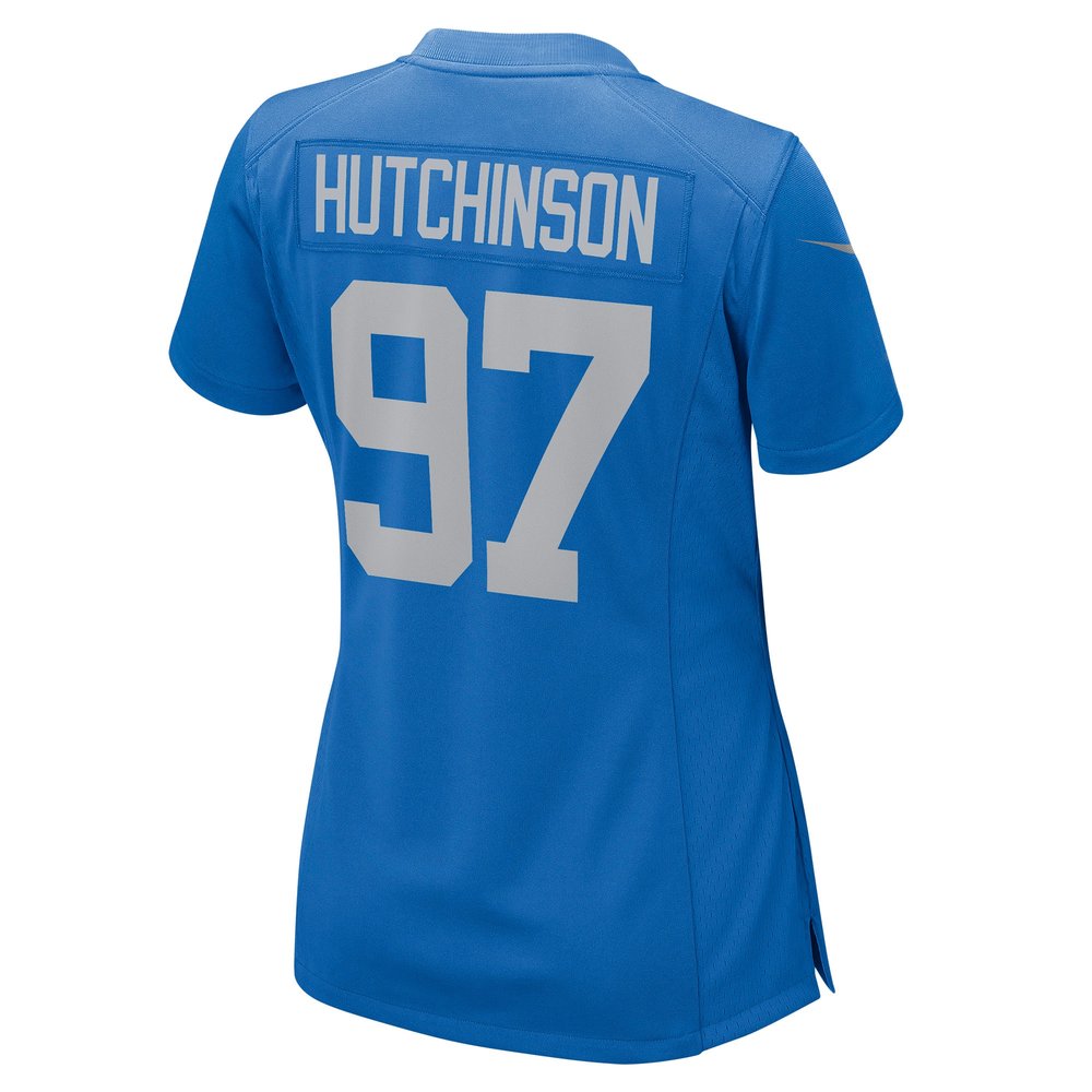Women's Detroit Lions #97 Aidan Hutchinson Blue Player Jersey