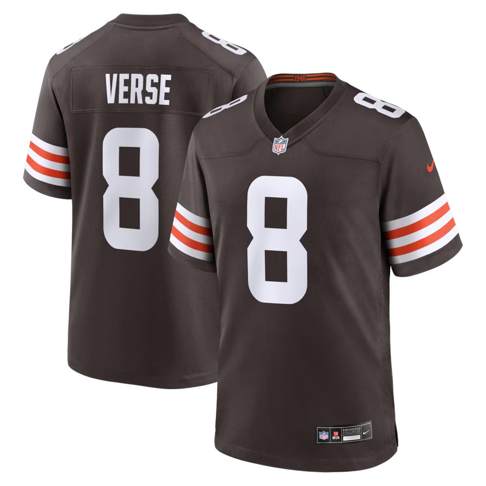 Men's Cleveland Browns #8 Jared Verse Nike Brown Nike Game Jersey Men's Cleveland Browns #8 Jared Verse Nike Brown Nike Game Jersey