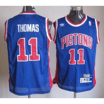 Throwback Pistons #11 Thomas Blue Stitched NBA Jersey