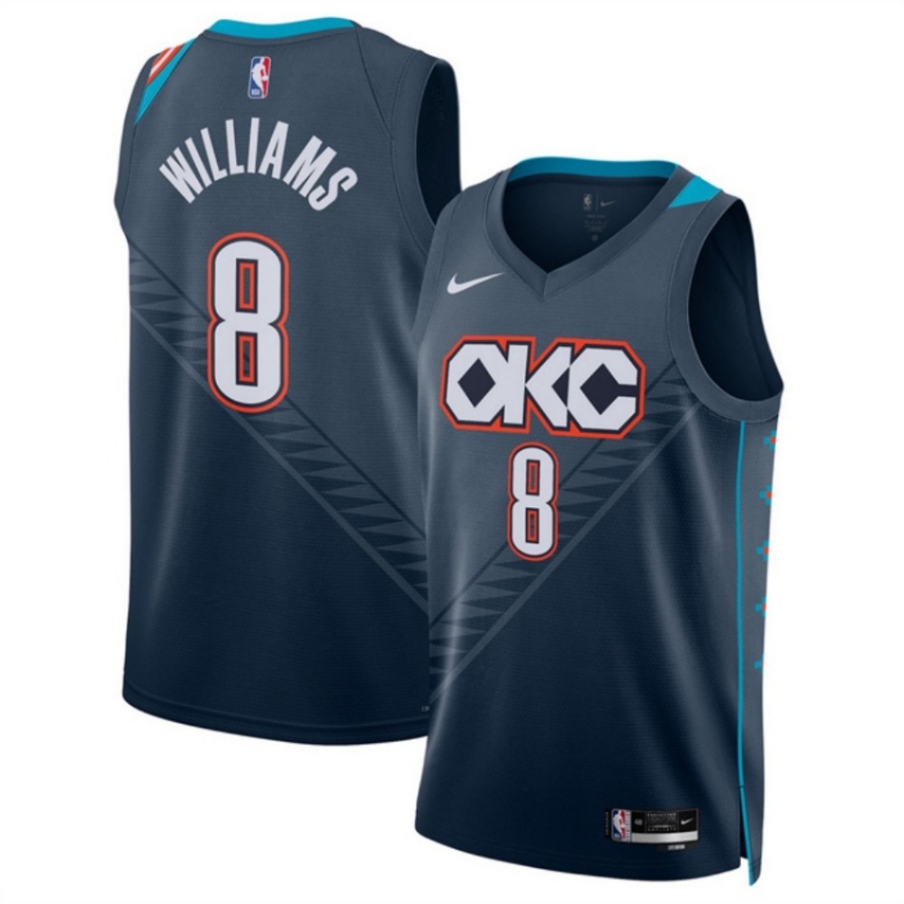 Men's Oklahoma City Thunder #8 Jalen Williams Navy 2025/26 City Edition Stitched Basketball Jersey