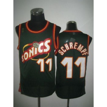 Thunder #11 Detlef Schrempf Green SuperSonics Throwback Stitched NBA Jersey