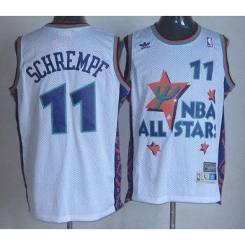 Thunder #11 Detlef Schrempf White 1995 All Star Throwback Stitched NBA Jersey