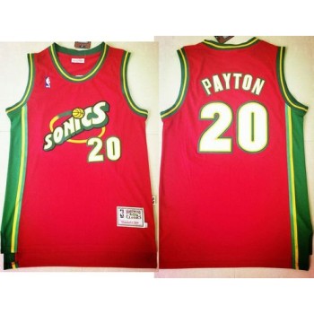 Thunder #20 Gary Payton Red SuperSonics Throwback Stitched NBA Jersey