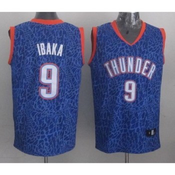 Thunder #9 Serge Ibaka Blue Crazy Light Stitched NBA Jersey