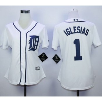 Tigers #1 Jose iglesias White Home Women's Stitched MLB Jersey Tigers #1 Jose iglesias White Home Women's Stitched MLB Jersey