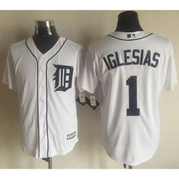 Tigers #1 Jose iglesias White New Cool Base Stitched MLB Jersey Tigers #1 Jose iglesias White New Cool Base Stitched MLB Jersey