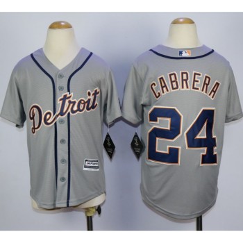 Tigers #24 Miguel Cabrera Grey Cool Base Stitched Youth MLB Jersey Tigers #24 Miguel Cabrera Grey Cool Base Stitched Youth MLB Jersey