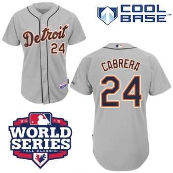 Tigers #24 Miguel Cabrera Grey Cool Base w/2012 World Series Patch Stitched MLB Jersey Tigers #24 Miguel Cabrera Grey Cool Base w/2012 World Series Patch Stitched MLB Jersey
