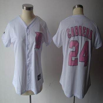 Tigers #24 Miguel Cabrera White Pink Number Women's Fashion Stitched MLB Jersey Tigers #24 Miguel Cabrera White Pink Number Women's Fashion Stitched MLB Jersey