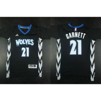 Timberwolves #21 Kevin Garnett Black Alternate Stitched NBA Jersey