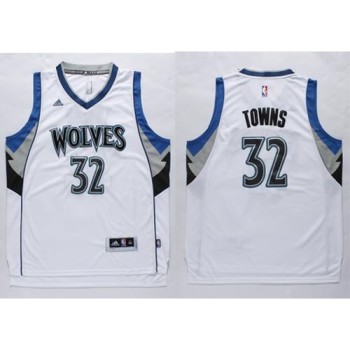 Timberwolves #32 Karl-Anthony Towns White Stitched NBA Jersey
