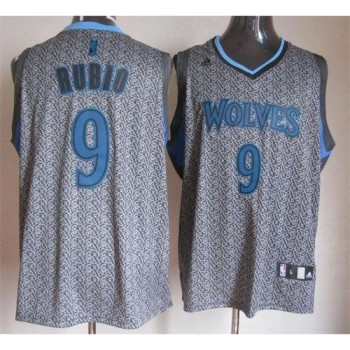 Timberwolves #9 Ricky Rubio Grey Static Fashion Stitched NBA Jersey