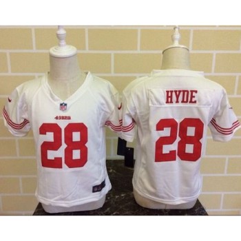 Toddler 49ers #28 Carlos Hyde White Stitched NFL Elite Jersey Toddler 49ers #28 Carlos Hyde White Stitched NFL Elite Jersey