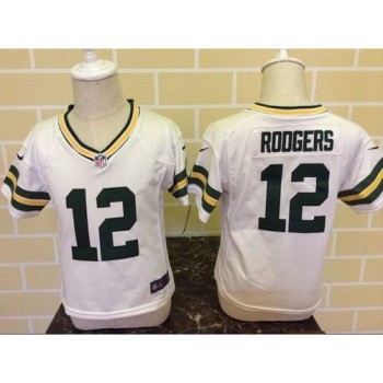 Toddler Packers #12 Aaron Rodgers White Stitched NFL Elite Jersey Toddler Packers #12 Aaron Rodgers White Stitched NFL Elite Jersey