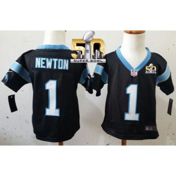 Toddler Panthers #1 Cam Newton Black Team Color Super Bowl 50 Stitched NFL Elite Jersey Toddler Panthers #1 Cam Newton Black Team Color Super Bowl 50 Stitched NFL Elite Jersey