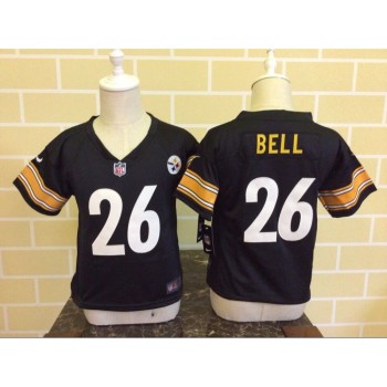 Toddler Pittsburgh Steelers #26 Le'Veon Bell Black Stitched NFL Jersey