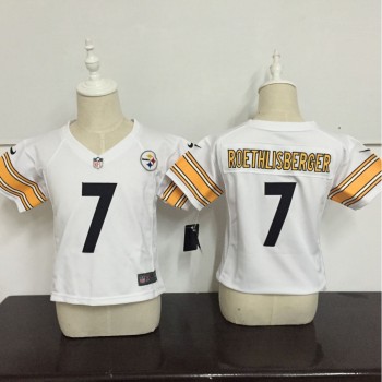 Toddler Pittsburgh Steelers #7 Ben Roethlisberger White Stitched NFL Jersey