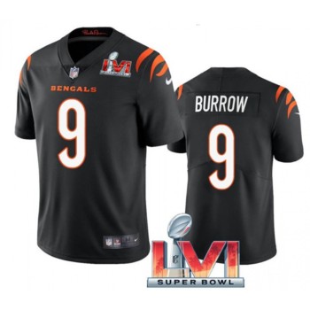 Toddlers Cincinnati Bengals #9 Joe Burrow 2022 Black Super Bowl LVI Vapor Limited Stitched Jersey Toddlers Cincinnati Bengals #9 Joe Burrow 2022 Black Super Bowl LVI Vapor Limited Stitched Jersey
