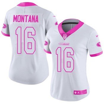 Toddlers San Francisco 49ers #16 Joe Montana White/Pink Limited Rush Fashion Stitched Jersey Toddlers San Francisco 49ers #16 Joe Montana White/Pink Limited Rush Fashion Stitched Jersey