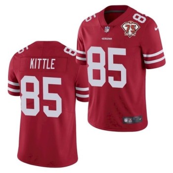 Toddlers San Francisco 49ers #85 George Kittle 2021 Red 75th Anniversary Vapor Untouchable Stitched Jersey Toddlers San Francisco 49ers #85 George Kittle 2021 Red 75th Anniversary Vapor Untouchable Stitched Jersey