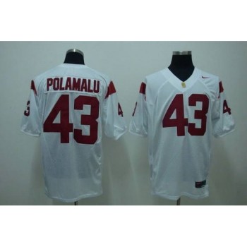 Trojans #43 Troy Polamalu White Stitched NCAA Jersey Trojans #43 Troy Polamalu White Stitched NCAA Jersey