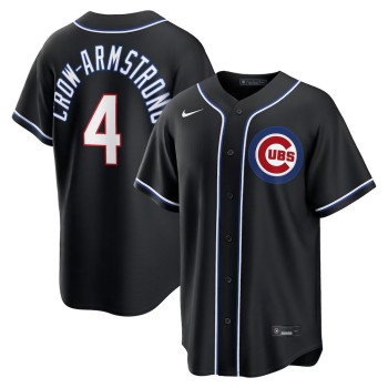 Men's Chicago Cubs #4 Pete Crow-Armstrong Fashion Replica Black Out Jersey