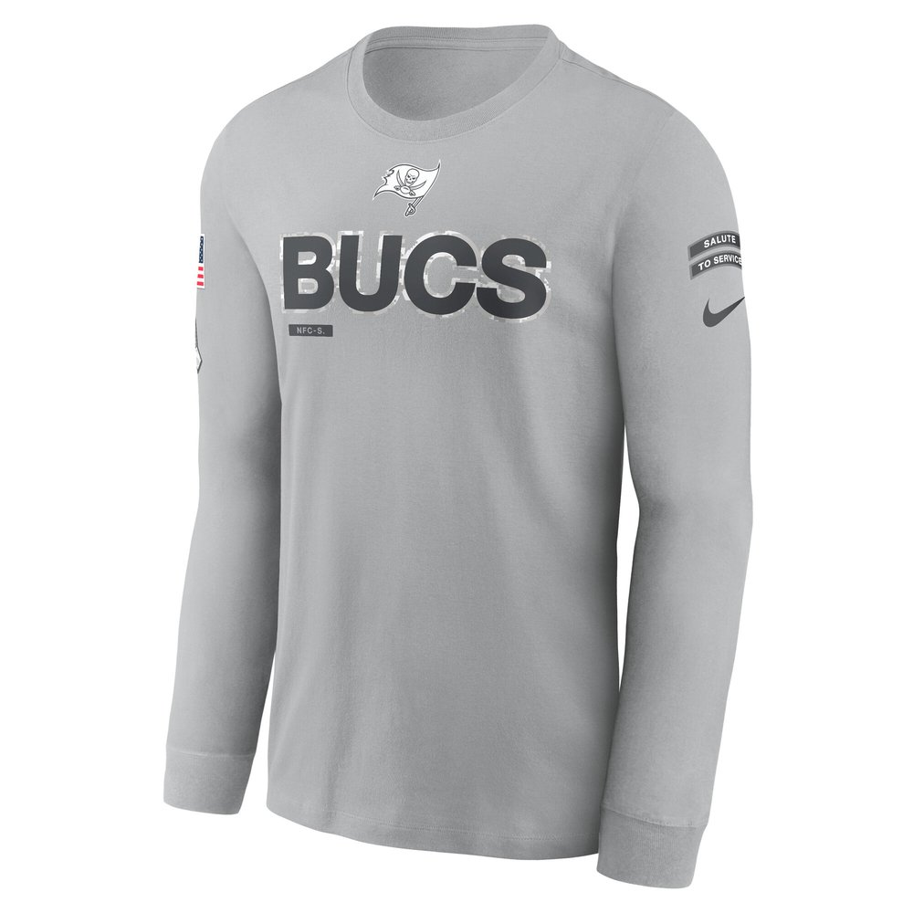 Men's Tampa Bay Buccaneers Gray 2024 Salute To Service Long Sleeve T-Shirt