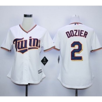Twins #2 Brian Dozier White Home Women's Stitched MLB Jersey