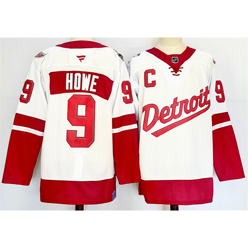 Men's Detroit Red Wings #9 Gordie Howe White/Red 2024-25 With C Patch Stitched Premium Jersey Men's Detroit Red Wings #9 Gordie Howe White/Red 2024-25 With C Patch Stitched Premium Jersey