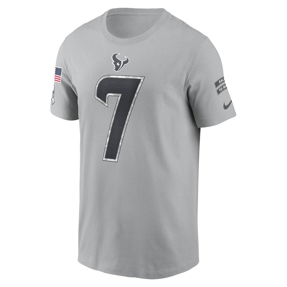 Men's Houston Texans C.J. Stroud Gray 2024 Salute To Service Name & Number T-Shirt