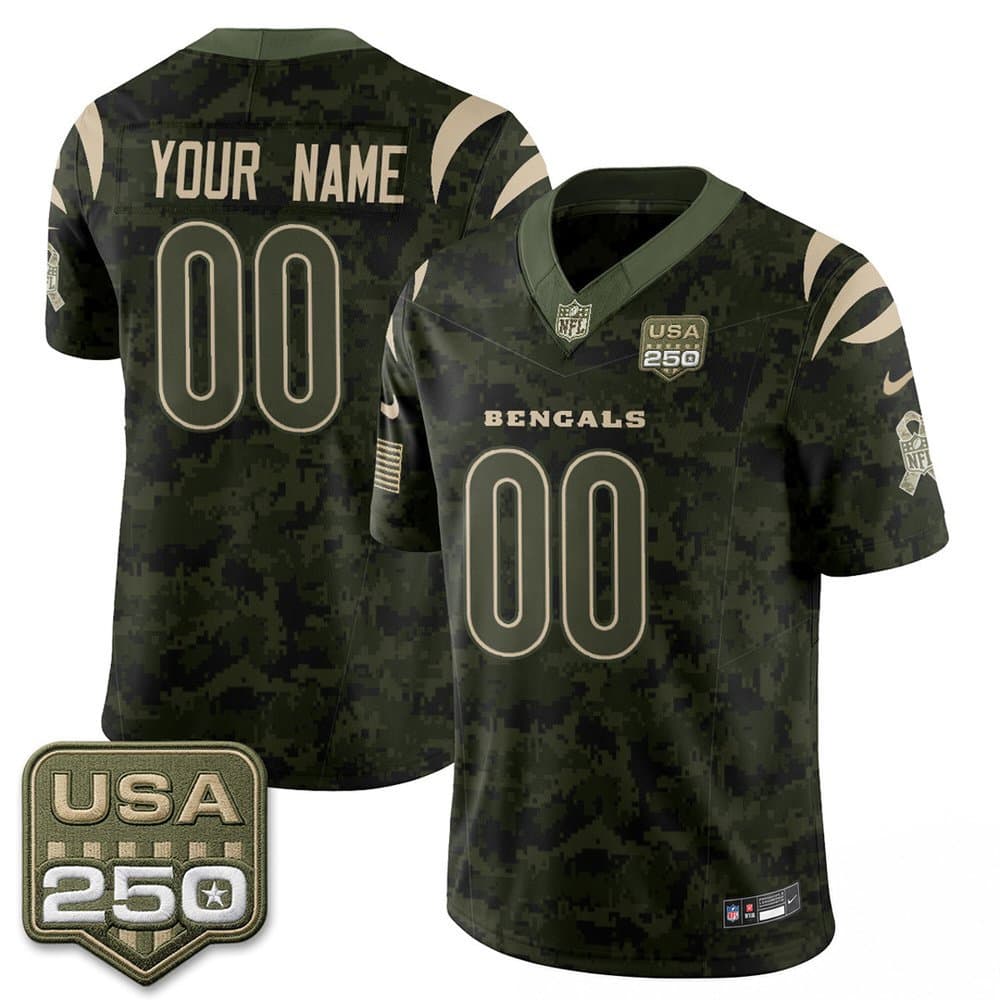 Youth Cincinnati Bengals Camo 2026 Salute to Service Vapor F.U.S.E. Limited Custom Jersey