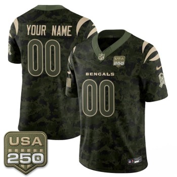 Youth Cincinnati Bengals Camo 2026 Salute to Service Vapor F.U.S.E. Limited Custom Jersey