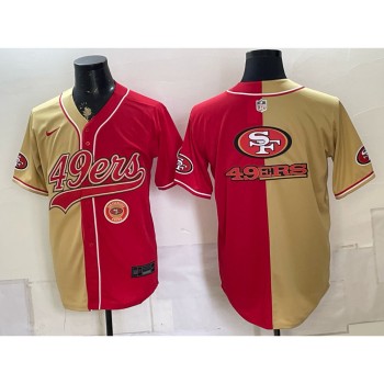 Men's San Francisco 49ers Red Split Cool Base Stitched Baseball Jersey Men's San Francisco 49ers Red Split Cool Base Stitched Baseball Jersey
