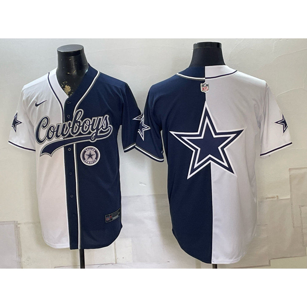 Youth Dallas Cowboys Navy Split Cool Base Stitched Baseball Jersey