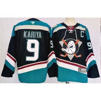 Men's Anaheim Ducks #9 Paul Kariya Black/Teal 2024-25 Stitched Premium Jersey Men's Anaheim Ducks #9 Paul Kariya Black/Teal 2024-25 Stitched Premium Jersey