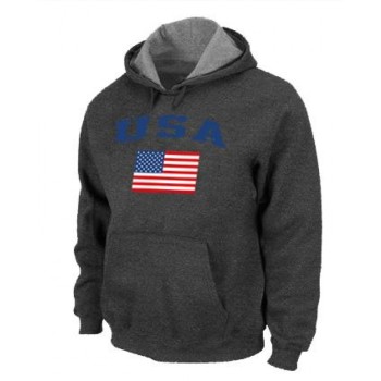 USA Olympics USA Flag Pullover NHL Hoodie Dark Grey