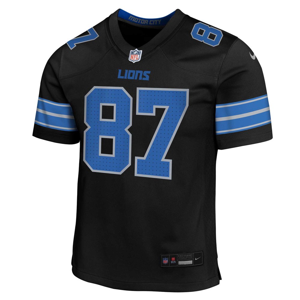 Youth Detroit Lions #87 Sam LaPorta Black Alternate Player Game Jersey