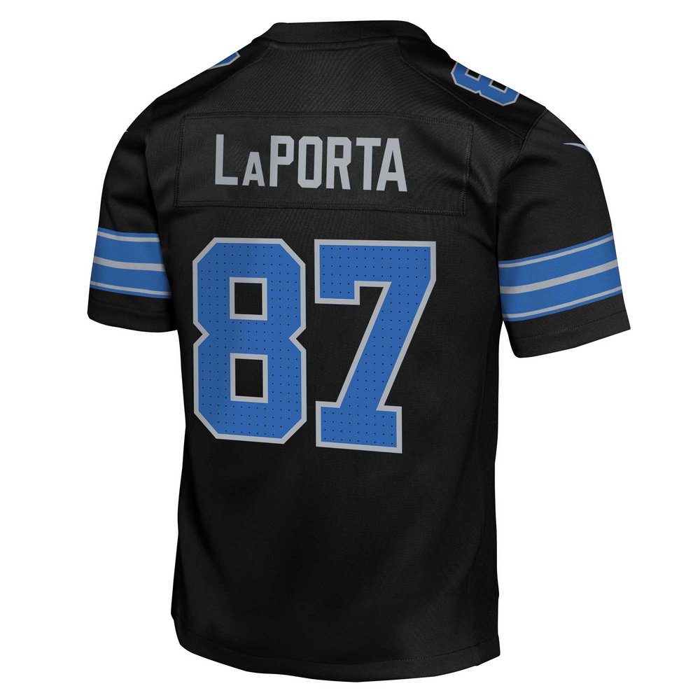 Youth Detroit Lions #87 Sam LaPorta Black Alternate Player Game Jersey