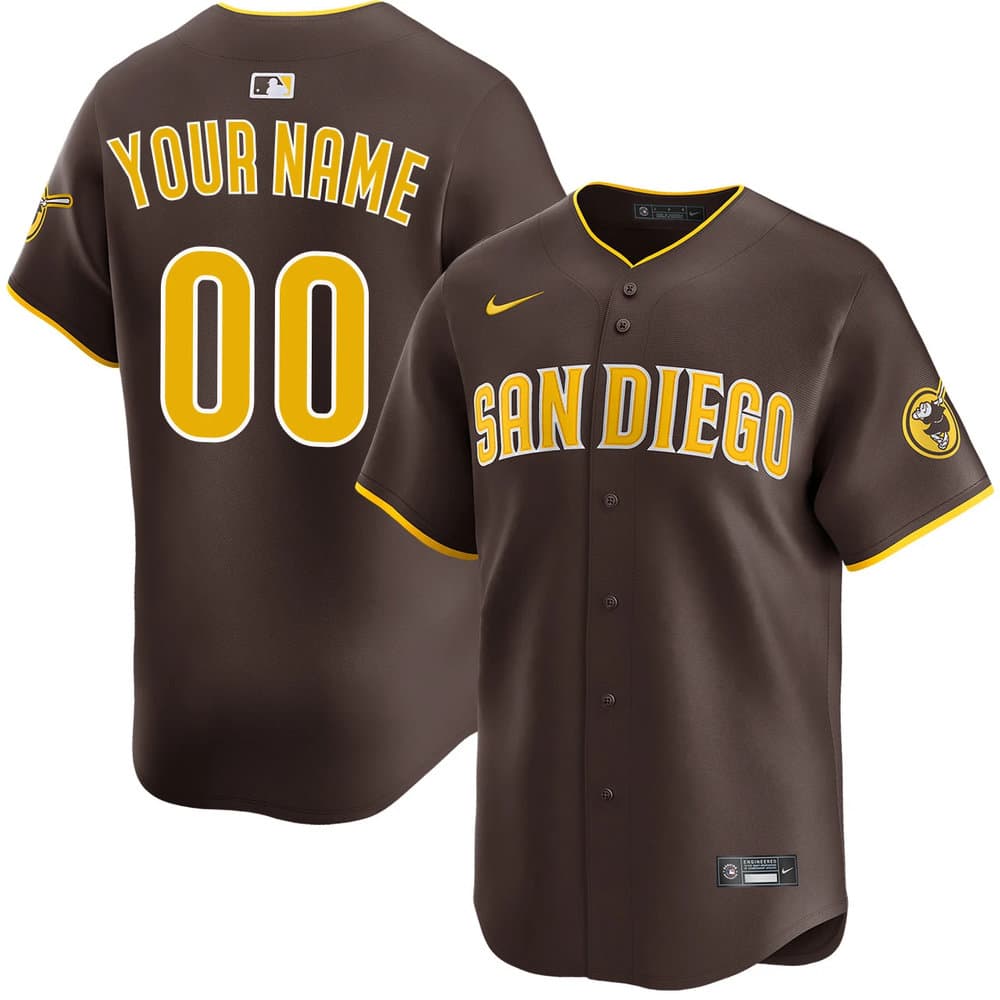 Men's San Diego Padres Brown Road Limited Custom Jersey