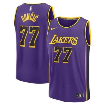Unisex Los Angeles Lakers #77 Luka Doncic Purple Swingman City Edition Jersey Unisex Los Angeles Lakers #77 Luka Doncic Purple Swingman City Edition Jersey