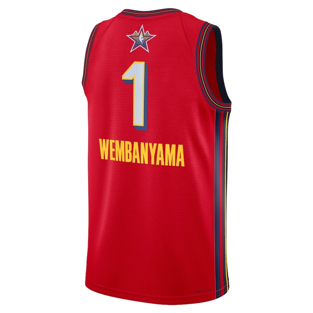 Unisex #1 Victor Wembanyama Red 2025 NBA All-Star Game Swingman Player Jersey