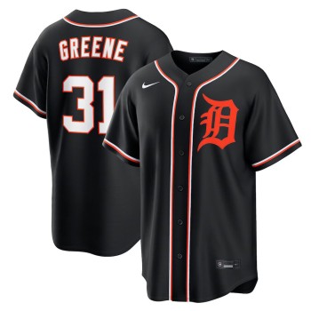 Men's Detroit Tigers #31 Riley Greene Fashion Replica Black Out Jersey Men's Detroit Tigers #31 Riley Greene Fashion Replica Black Out Jersey