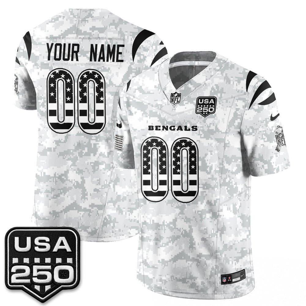 Youth Cincinnati Bengals Camo 2026 Salute to Service Vapor F.U.S.E. Limited Custom Jersey